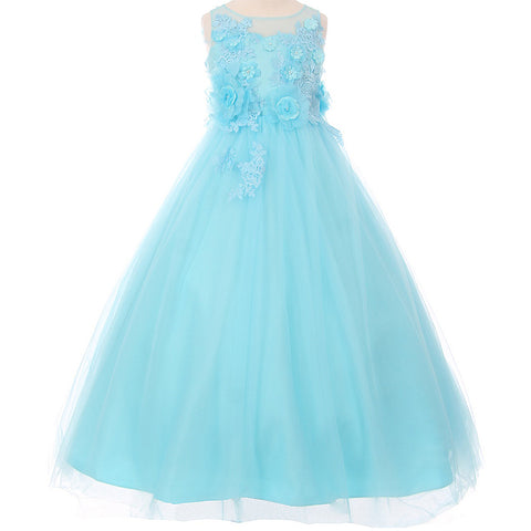 SEQUINED BODICE DOUBLE LAYERED TULLE RHINESTONES SASH