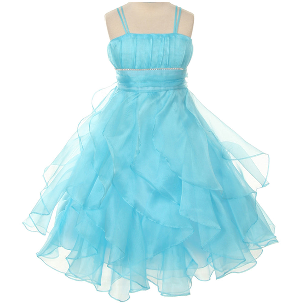 ASYMMETRICAL RUFFLES ORGANZA SKIRT WITH RHINESTONES ON WAISTLINE