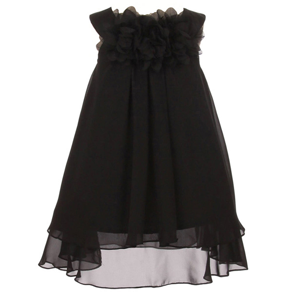 CHIFFON DRESS WITH MESH FLOWERS