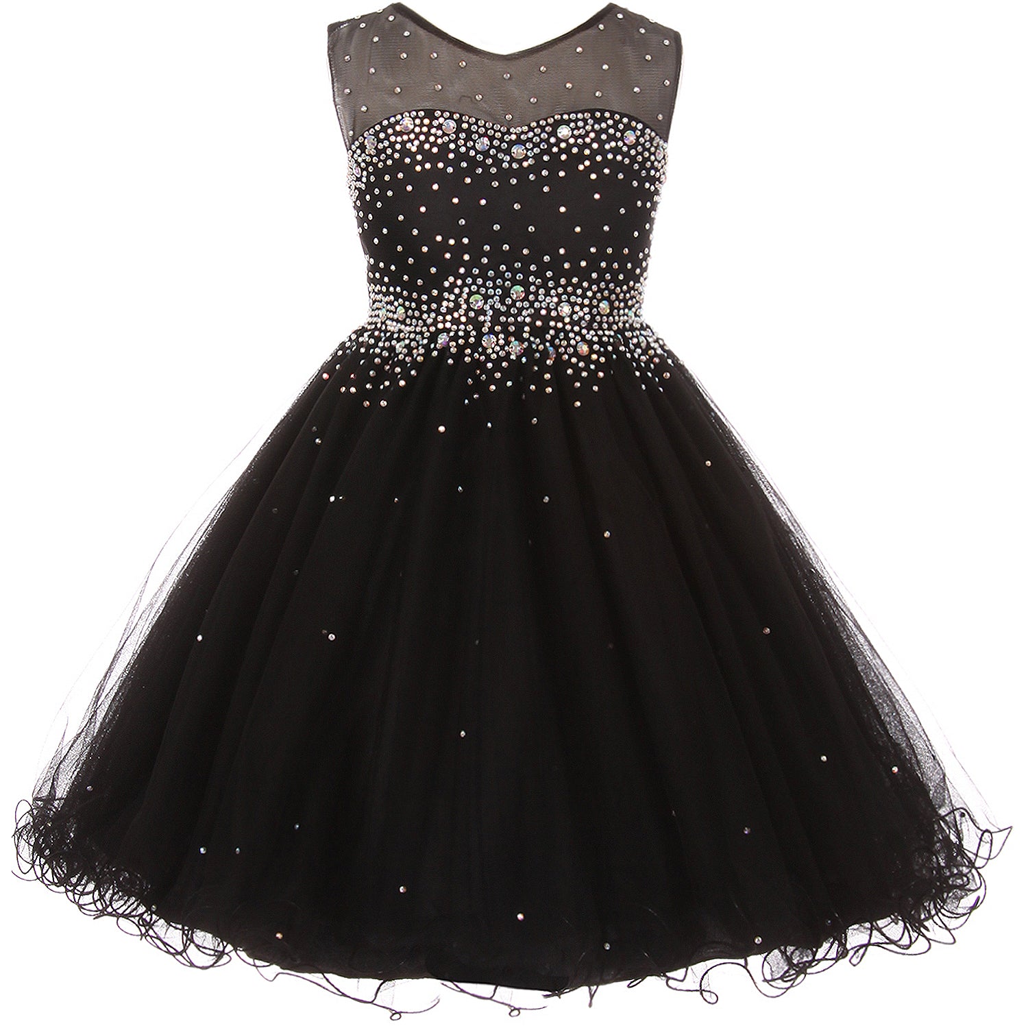 HAND BEADED RHINESTONES BODICE WIRED TULLE SKIRT