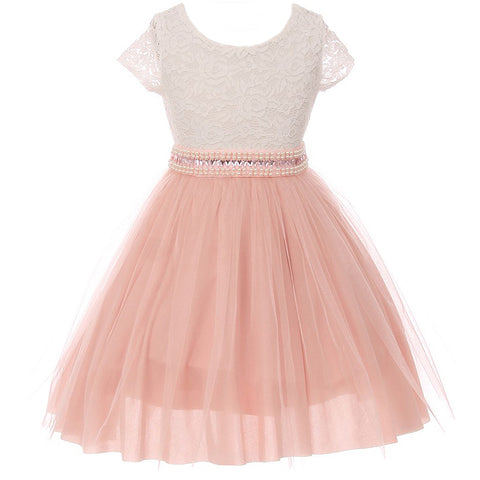 ILLUSION NECKLINE WITH RAISED METALLIC FLOWERS ON BODICE