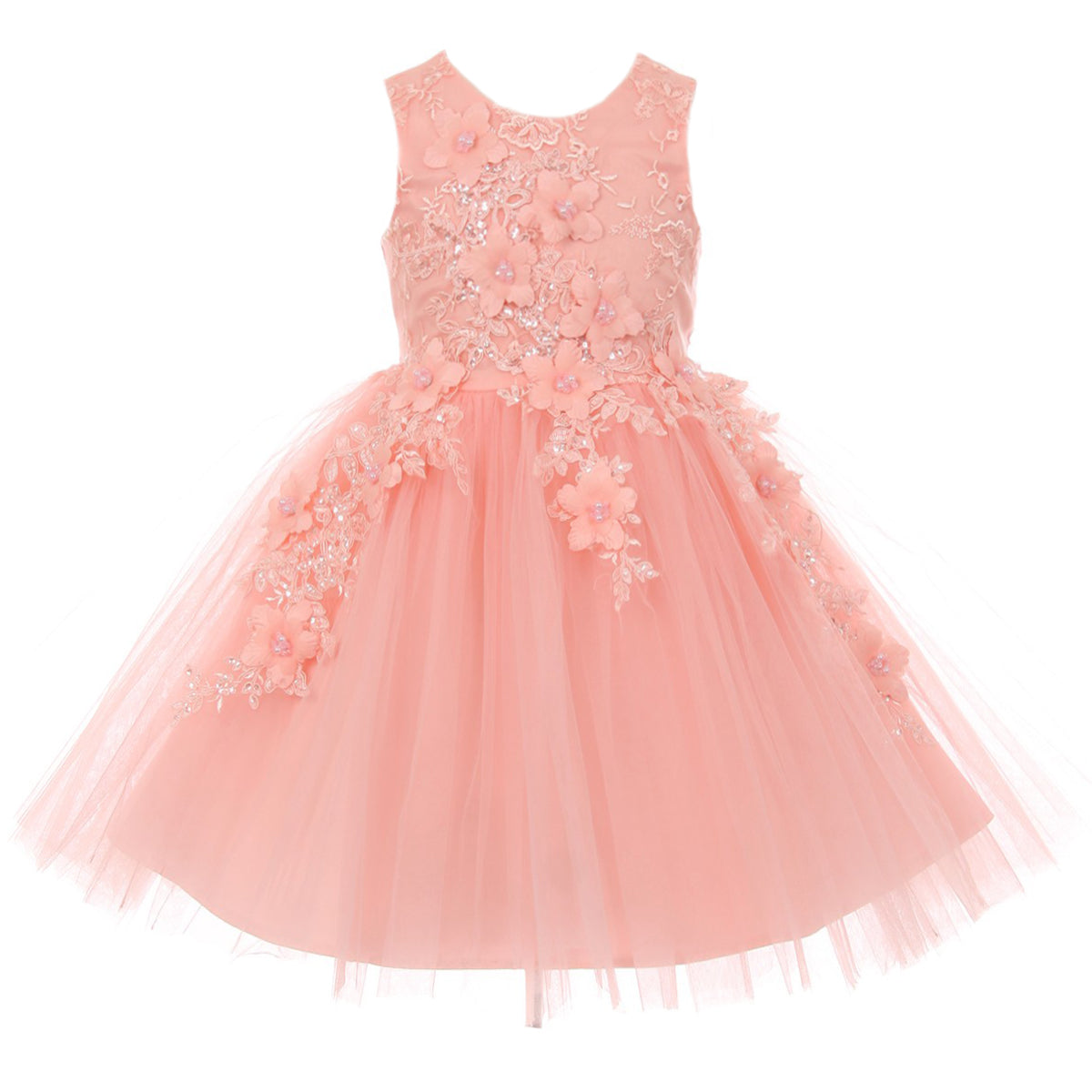 RAISED FLOWERS AND BEADS ON BODICE