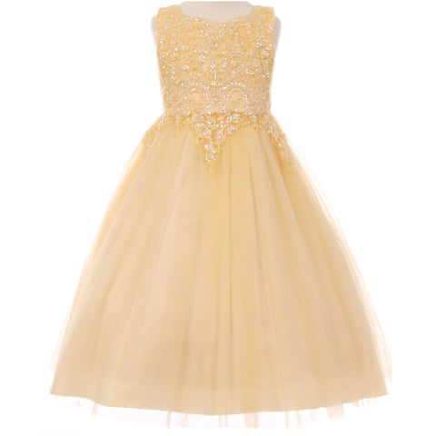 ILLUSION NECKLINE WITH RAISED METALLIC FLOWERS ON BODICE