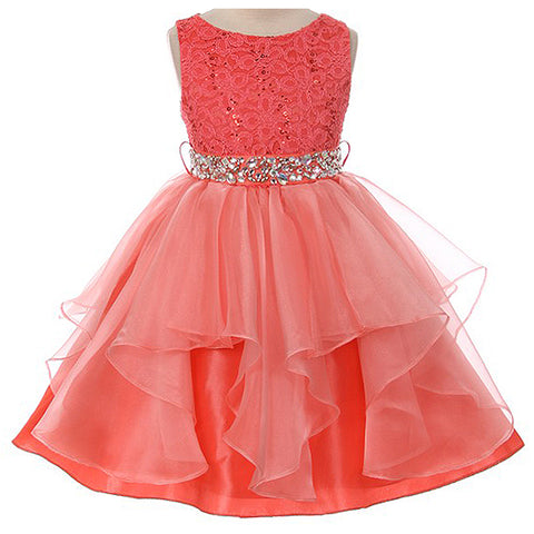 RHINESTONES AND BEADS BODICE WITH PLEATED SATIN SKIRT