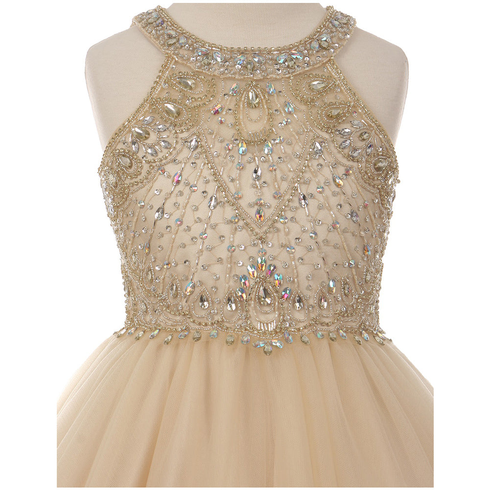 STUNNING RHINESTONES HALTER NECK WITH CORSET BACK