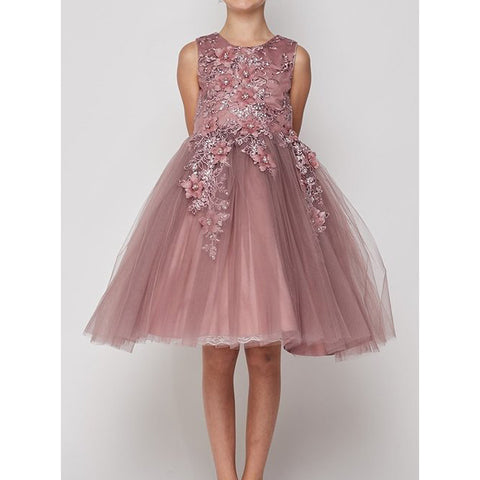 RHINESTONES AND BEADS BODICE WITH PLEATED SATIN SKIRT