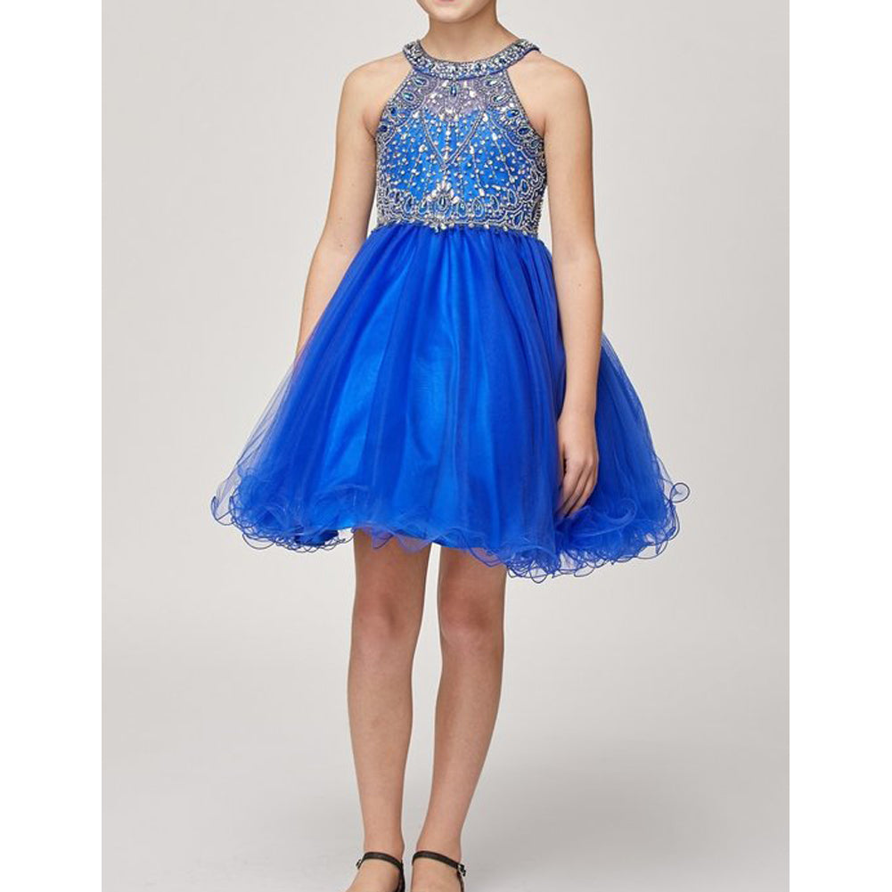 STUNNING RHINESTONES HALTER NECK WITH CORSET BACK