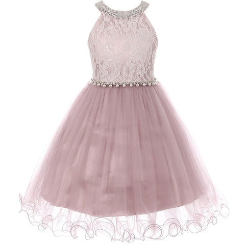 LACE BODICE WITH FOUR LAYERS ILLLUSION TULLE SKIRT