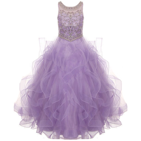ILLUSION NECKLINE WITH RAISED METALLIC FLOWERS ON BODICE