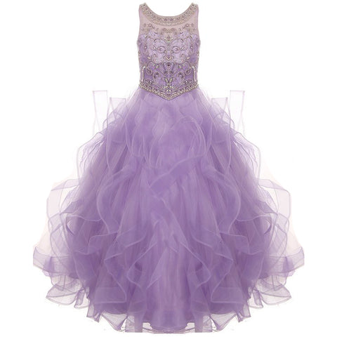 BUTTERFLY DESIGN TWO TONE ORGANZA DRESS WITH SATIN BOW AND SASH