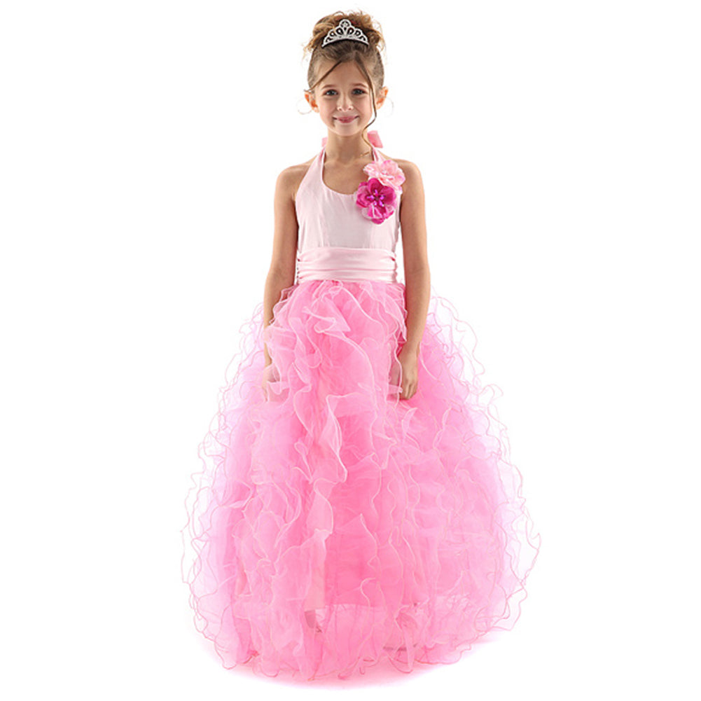 HALTER NECK STYLE WITH LAYERS UPON LAYERS ROLLED ORGANZA SKIRT