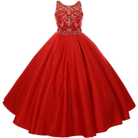 ILLUSION NECKLINE WITH RAISED METALLIC FLOWERS ON BODICE