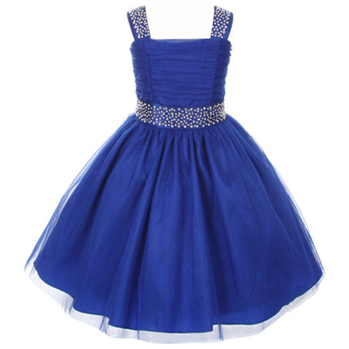 TULLE DRESS WITH RHINESTONES ADORN THE SHOULDERS AND WAIST