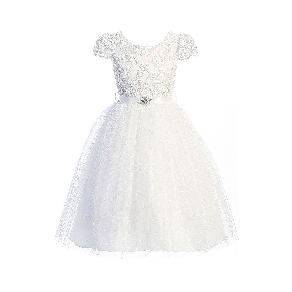 SEQUINS LACE EMBROIDERY BODICE OVERLAY TULLE SKIRT DRESS