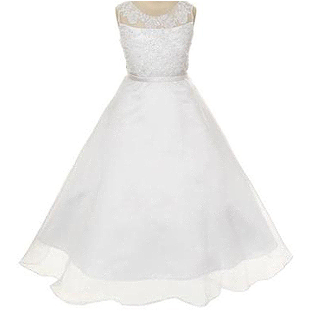 SEQUINED BODICE DOUBLE LAYERS ORGANZA SKIRT