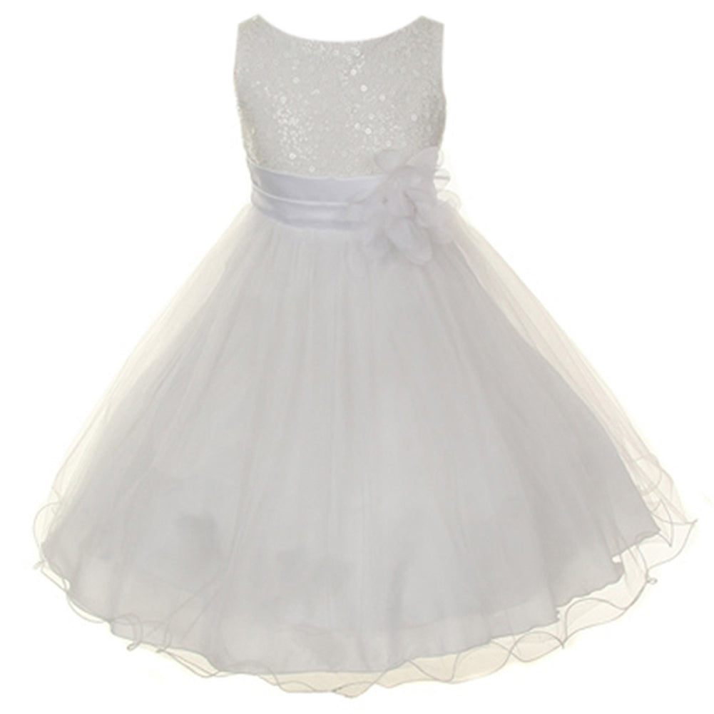 GLITTER SEQUINED BODICE WITH DOUBLE LAYERED ILLUSION TULLE