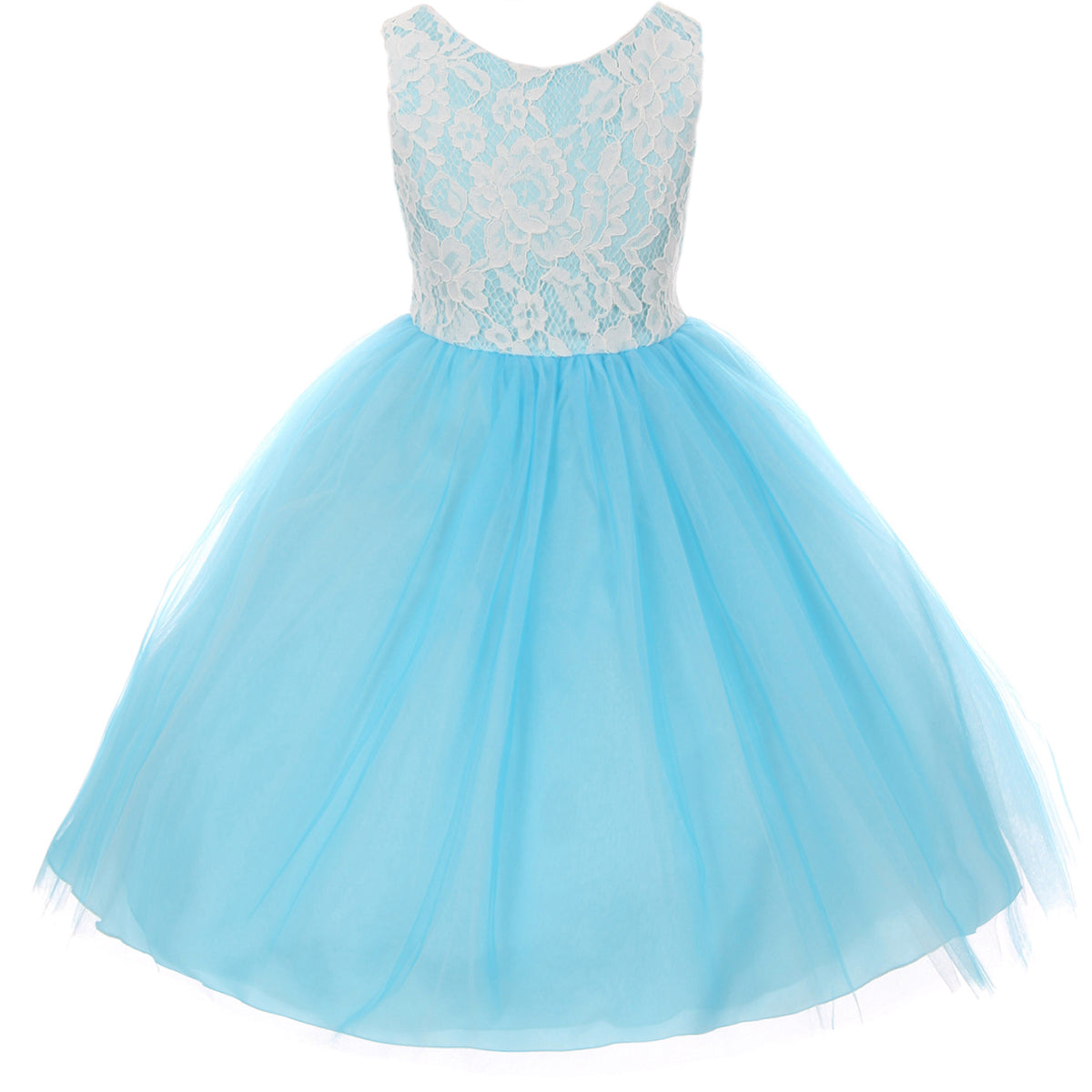 LACE BODICE WITH FOUR LAYERS ILLLUSION TULLE SKIRT