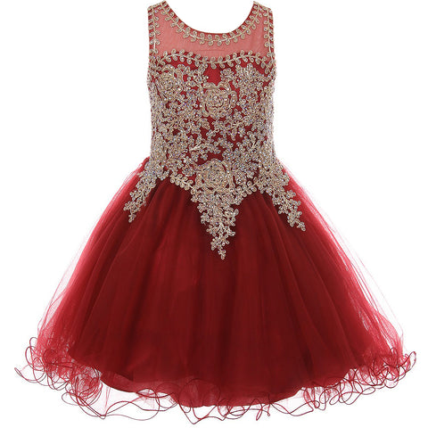 RHINESTONES HALTER NECK LACE BODICE WIRED TULLE SKIRT