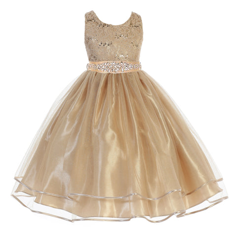 A-LINE ORGANZA DRESS ACCENTED WITH FLORAL DECORATED CAVIAR