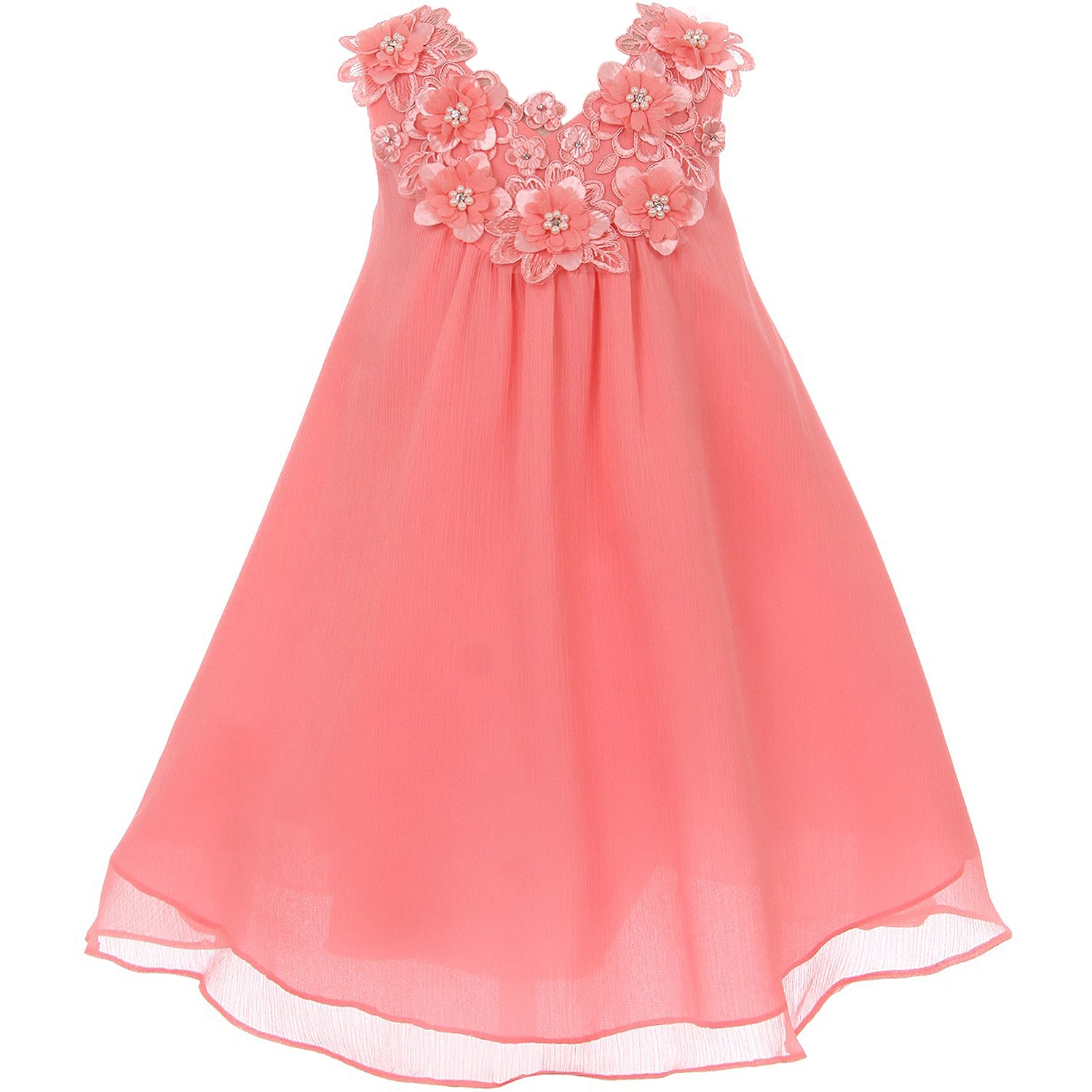 A-LINE CHIFFON WITH FLOWER AND SIMULATED PEARLS