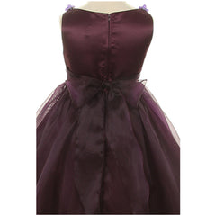 SATIN ORGANZA DRESS WITH FLOWER RIBBONS BROOCH ON WAISTLINE