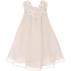A-LINE CHIFFON WITH FLOWER AND SIMULATED PEARLS