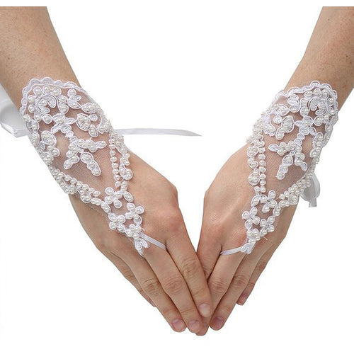PEARL LACE FINGER LESS GLOVES