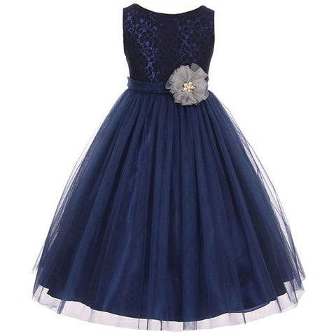LACE BABY GIRL DRESS WITH ORGANZA FLOWER