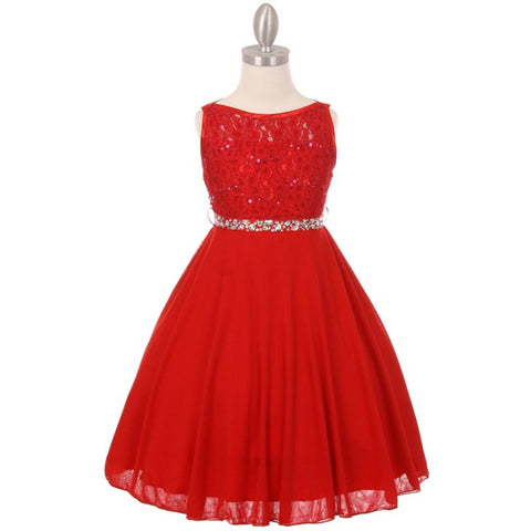 SEQUINED BODICE DOUBLE LAYERS ORGANZA SKIRT