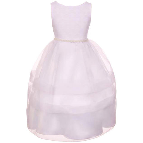 Classic A-Line Soft Shiny Satin Bodice Tulle Skirt Flower Girl Dress