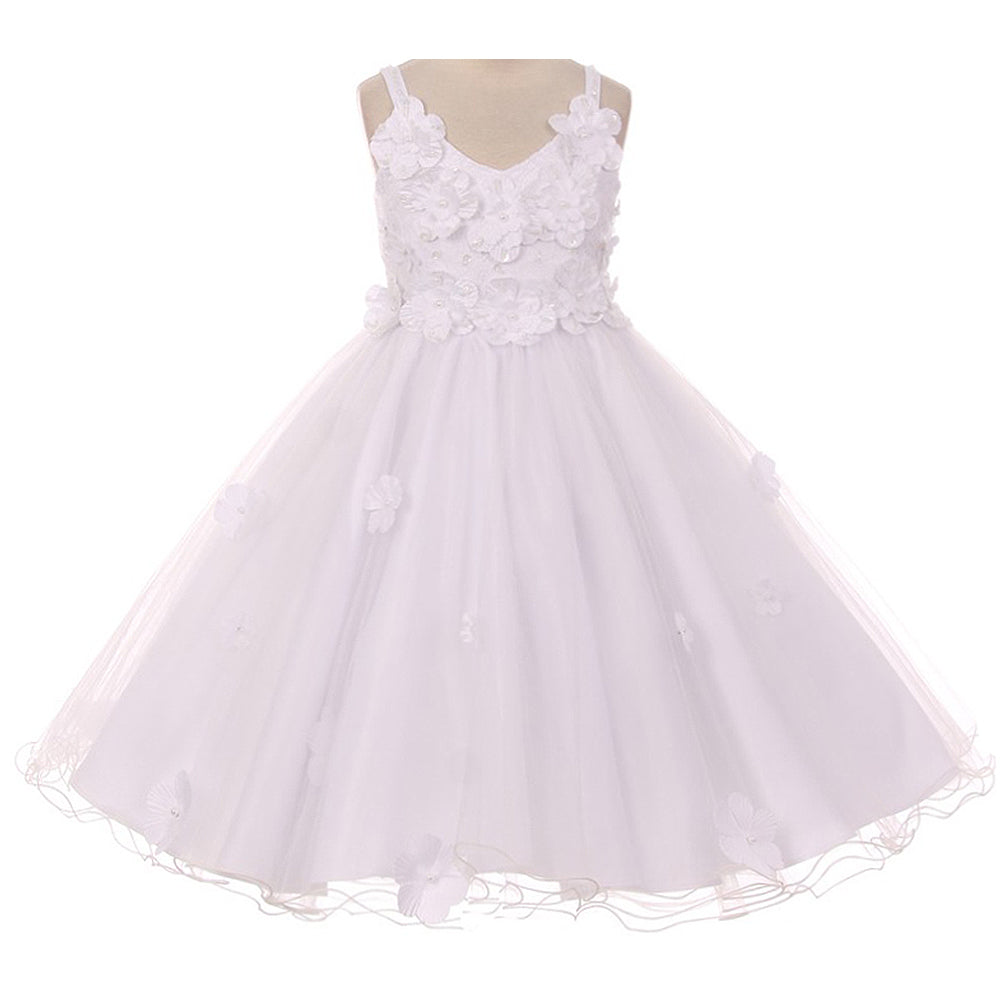 Pop up Flower Appliques  High Low Flower Girl Dress with Lace Bolero