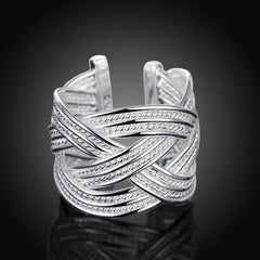 Wave Adjustable Ring - White Gold Plated