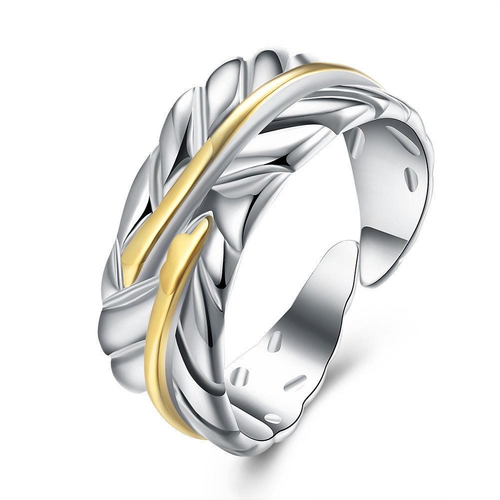 Leaf Adjustable Ring - White Gold Plated