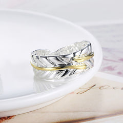 Leaf Adjustable Ring - White Gold Plated
